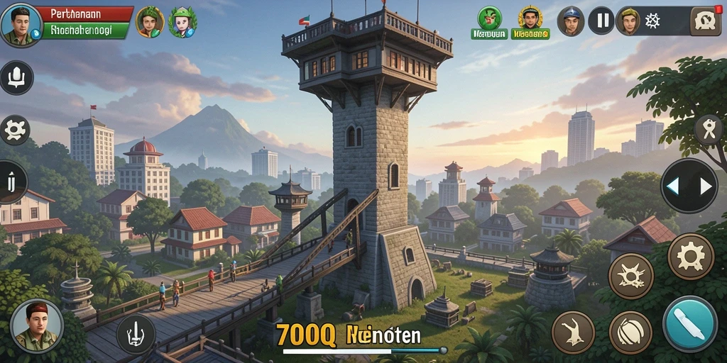 Screenshot gameplay 700Q dengan aksi Tower Defense yang menegangkan.