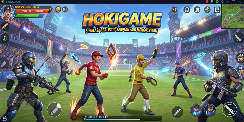 Screenshot gameplay HOKIGAME yang menunjukkan simulasi dunia yang interaktif.